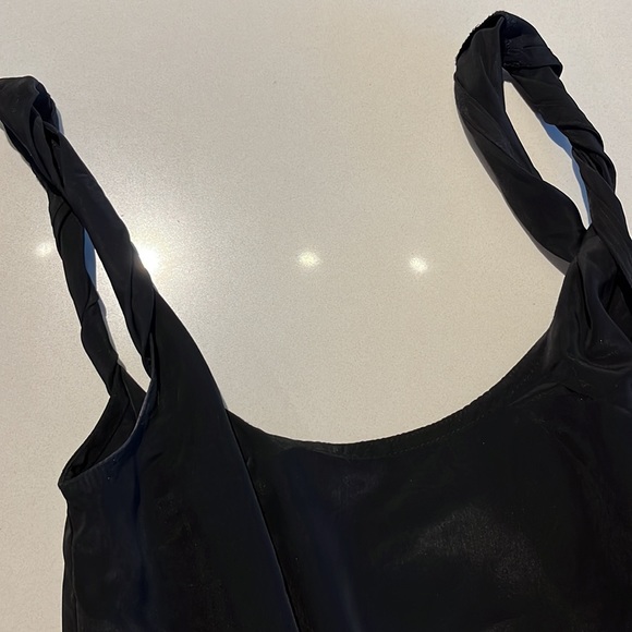 Faux leather and silk mini dress - Picture 5 of 9